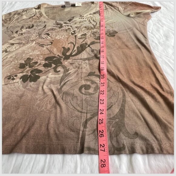 Appropriate Behavior - Smokey Pink Taupe Gold Paisley Tee Size XL (16-18) - Picture 12 of 12